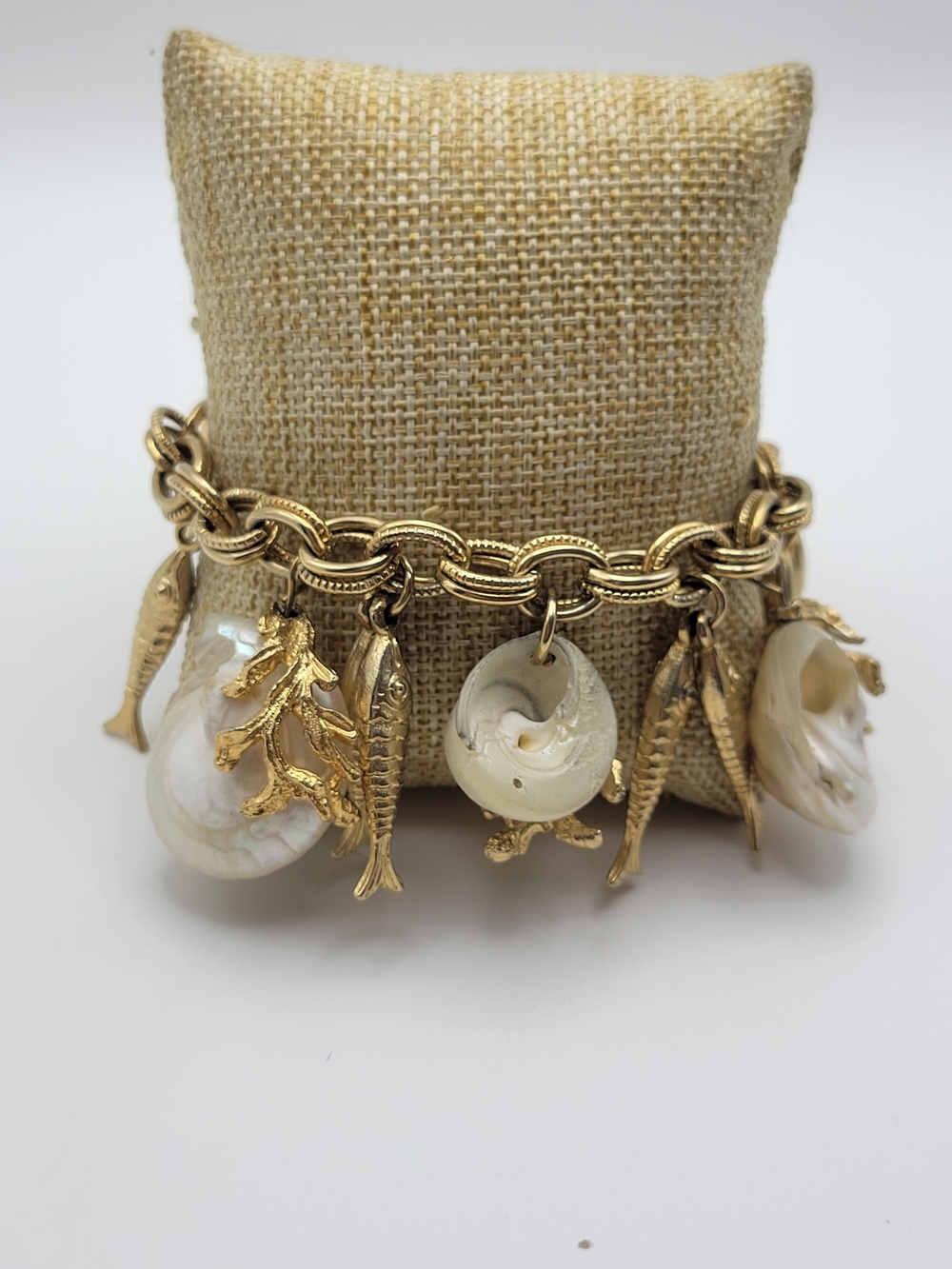 Gold-Tone Sea Charm Bracelet with Mother-of-Pearl Shells - Women Jewelry